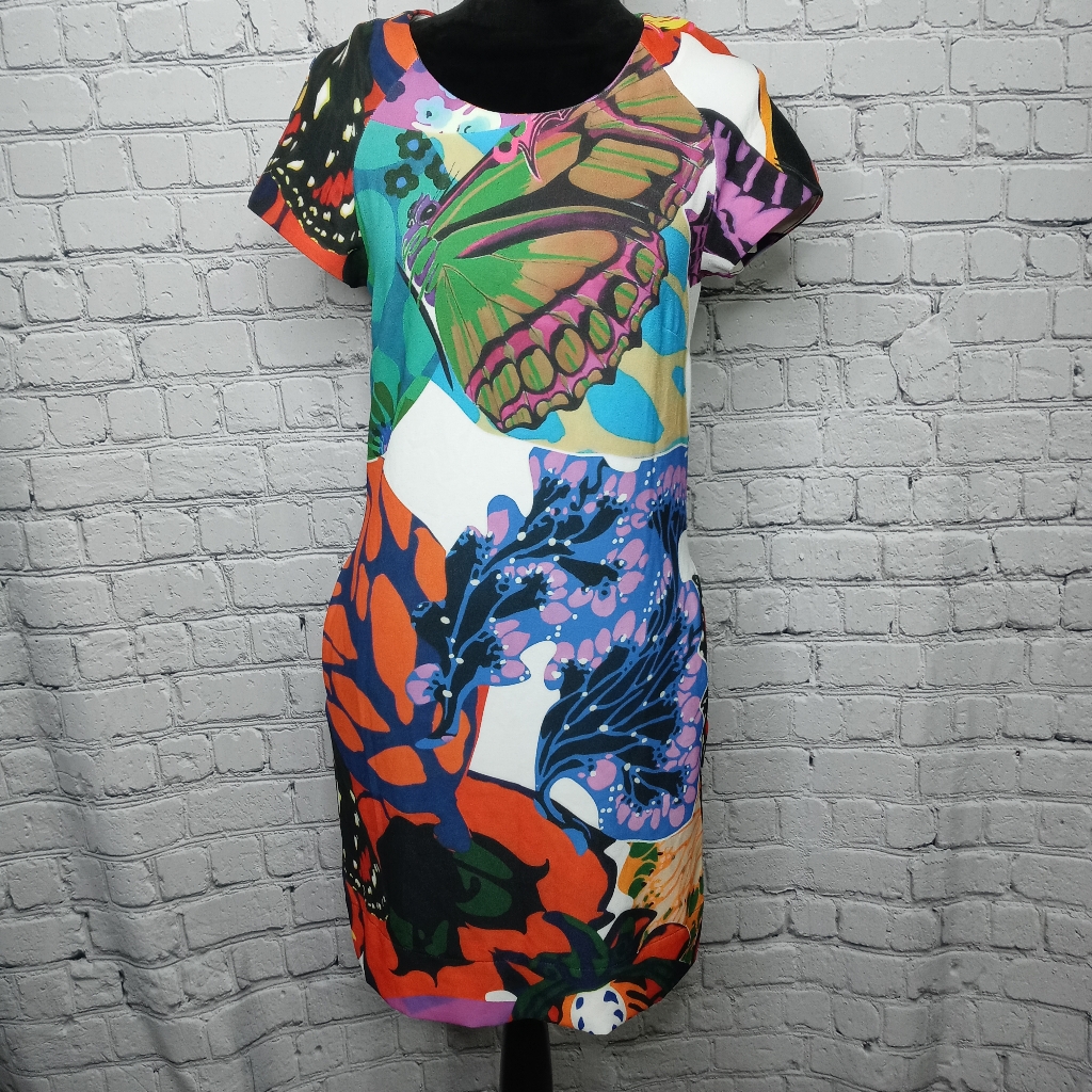 Desigual Colorful Butterfly Print Dress Size 38